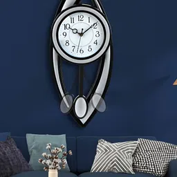 Attractionz Silver-Toned & Black Round Textured Analogue Contemporary Wall Clock-image-74