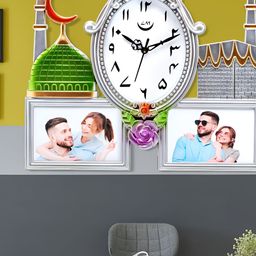 Attractionz Silver-Toned  & White Textured Contemporary Oval Shaped Wall Clock-picture-10