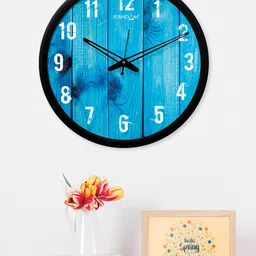 RANDOM Blue Round Printed Analogue Wall Clock image 1