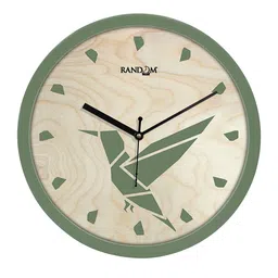 RANDOM Green & Beige Printed Contemporary Round Wooden Wall Clock RC-8068 image 2