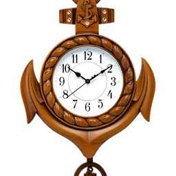 Attractionz Beige & White Textured Contemporary Round Shaped Wall Clock image 4