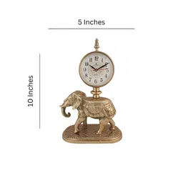 THE HOME CO. Gold-Toned & White Animal Shaped Traditional Table Clock image 3