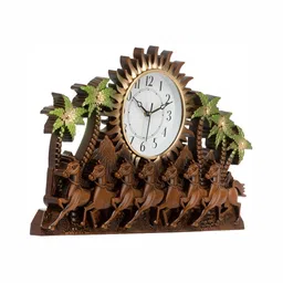 Attractionz Brown & White Textured Contemporary Round Shaped Wall Clock image 5