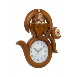 Attractionz Brown Round Textured Analogue Traditional Wall Clock image 3