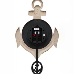 Attractionz Beige & White Textured Contemporary Round Shaped Pendulum Wall Clock image 2