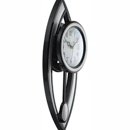 Attractionz Silver-Toned & Black Round Textured Analogue Contemporary Wall Clock image 2