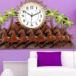 Attractionz Brown & White Textured Contemporary Round Shaped Wall Clock image 2