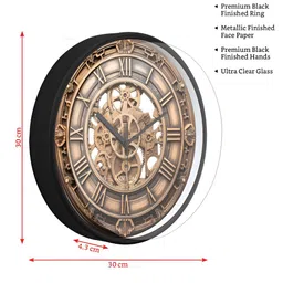 RANDOM Black & Black Printed Round Contemporary Wall Clock image 3