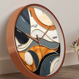 RANDOM White & Brown Printed Contemporary Wall Clock image 1