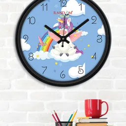 RANDOM Stylish Unicorn Blue & White Printed Contemporary Wall Clock image 1