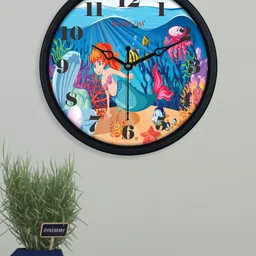 RANDOM Blue & Black Printed Contemporary Wall Clock image 1