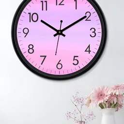 Aura Pink & Black Textured Analogue Wall Clock image 2