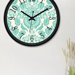 Aura Beige & Green Textured Analogue Wall Clock image 2