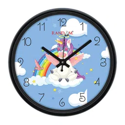 RANDOM Stylish Unicorn Blue & White Printed Contemporary Wall Clock image 2