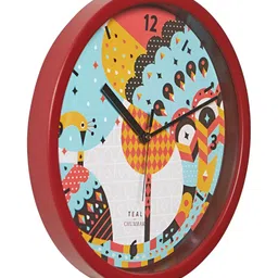 TEAL BY CHUMBAK White & Red Printed Analogue Contemporary Wall Clock image 3