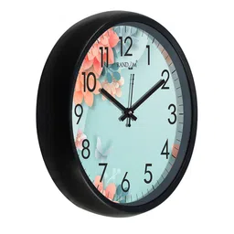 RANDOM Black & Green Printed Full Of Flowers Plastic Contemporary Wall Clock image 3