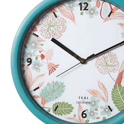 TEAL BY CHUMBAK White & Blue Printed Analogue Contemporary Wall Clock image 4