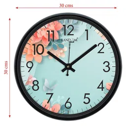 RANDOM Black & Green Printed Full Of Flowers Plastic Contemporary Wall Clock image 5