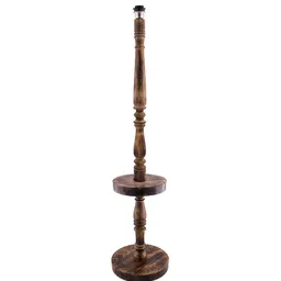 homesake Classic Round Mabel Black Finish Wooden Floor Lamp with Red Shade image 5