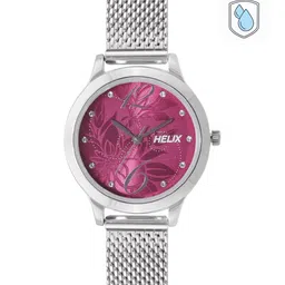 Helix Women Pink Printed Dial & Silver-Toned Bracelet Style Analogue Watch TW022HL16-picture-12