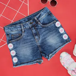 Pantaloons Junior Girls Washed Pure Cotton Denim Shorts-picture-26