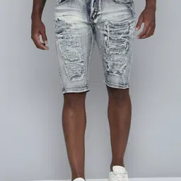WAIMEA Men Washed Distressed Denim Shorts-image-9