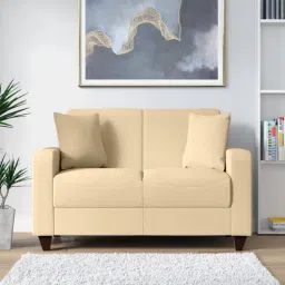 woodsworth from pepperfry Alba Fabric 2 Seater Sofa In Beige Colour-picture-15