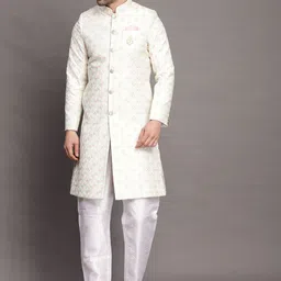 Utsav Fashion Embroidered Mandarin Collar Sherwani Set-picture-12