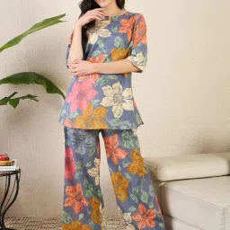 July Nightwear Women Multi-Color Cotton Floral Kurti with Pyjama-picture-12
