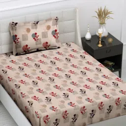FABINALIV Multi-Color Floral Cotton Blend Single Bedsheet with Pillow Cover-picture-28