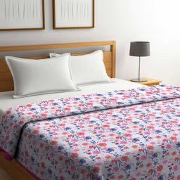 KLOTTHE White & Red Floral Mild Winter 210 GSM Double Bed Dohar-picture-30