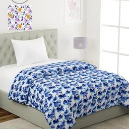 KLOTTHE Set Of 2 Blue & Purple Floral AC Room 233 GSM Single Bed Dohar-picture-24