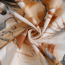 SWAYAM Yellow & Off White Floral 144 TC Cotton King Bedsheet with 2 Pillow Covers image 2