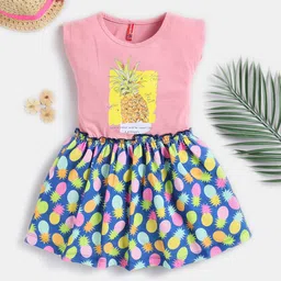 Here&Now X Game Begins Girls Tropical Print Cotton Fit & Flare Dress-picture-56