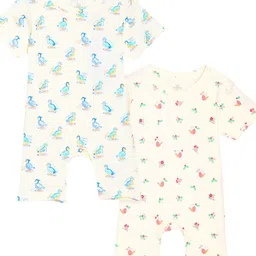 The Mom Store Infants Pack Of 2 Printed Cotton Rompers-picture-34