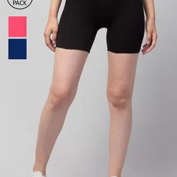Apraa & Parma Women Pack of 3 Slim Fit Cycling Sports Shorts-picture-22