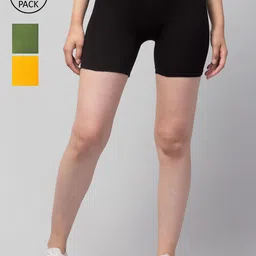 Apraa & Parma Pack of 3 Slim Fit Cycling Cotton Shorts-picture-33