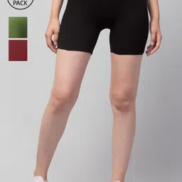 Apraa & Parma Pack of 3 Slim Fit Cotton Cycling Sports Shorts-picture-32