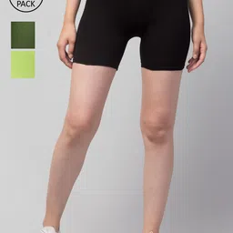 Apraa & Parma Pack of 3 Slim Fit Cotton Cycling Sports Shorts-picture-22