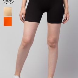 Apraa & Parma Pack of 3 Slim Fit Cycling Cotton Sports Shorts-picture-47