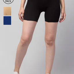 Apraa & Parma Pack of 3 Slim Fit Cycling Cotton Sports Shorts-image-33