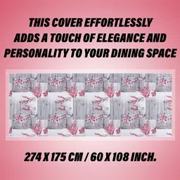 Kuber Industries Grey & Pink Floral Printed 8-Seater Dining Table Cover image 4