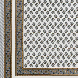 BLOCKS OF INDIA Grey & Blue Printed Pure Cotton 6 Seater Table Cloth image 3