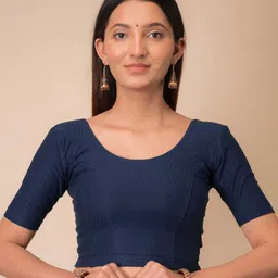 Bindigasm's Advi Self-Design Cotton Stretchable Readymade Saree Blouse image 1