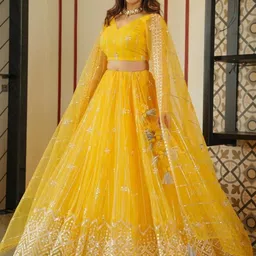 KALINI Embroidered Sequinned Semi-Stitched Lehenga & Unstitched Blouse With Dupatta image 1