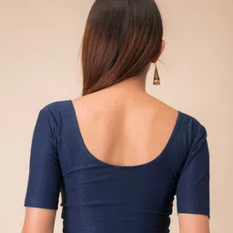 Bindigasm's Advi Self-Design Cotton Stretchable Readymade Saree Blouse image 4