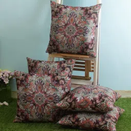 romee Multicolour Polyester Ethnic Motif 16x16 inches Cushion Cover (5Pc)-picture-17