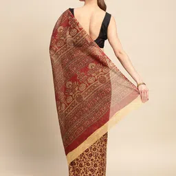 SHANVIKA Ethnic Motifs Printed Pure Cotton Block Print Saree image 3