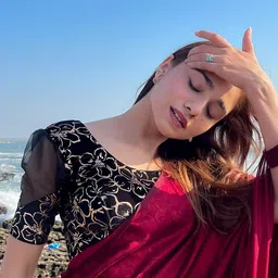 Bindigasm's Advi Printed Round Neck Puff Sleeve Velvet Saree Blouse-picture-30