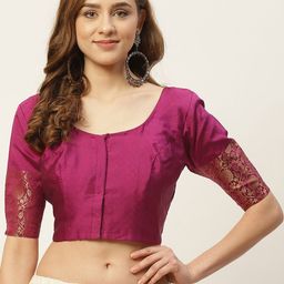 Studio Shringaar Women Purple Woven Design Saree Blouse-picture-11